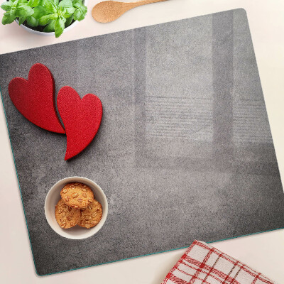 Glass chopping board Heart in the background of the window