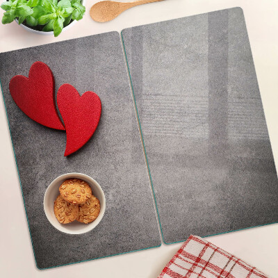 Glass chopping board Heart in the background of the window