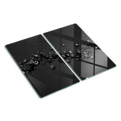 Glass kitchen board Black crystals on the background