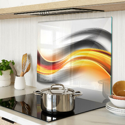Glass chopping board Waves in orange and black