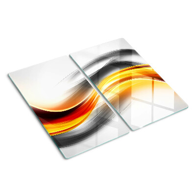 Glass chopping board Waves in orange and black