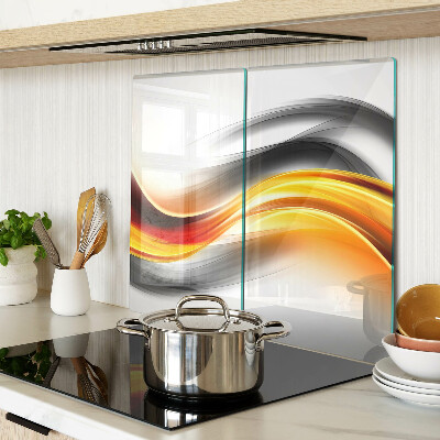 Glass chopping board Waves in orange and black