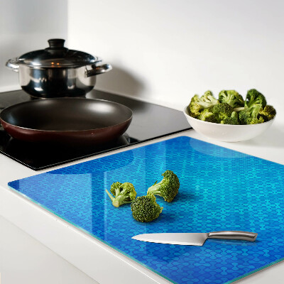 Glass kitchen board Wavy pattern in shades of blue