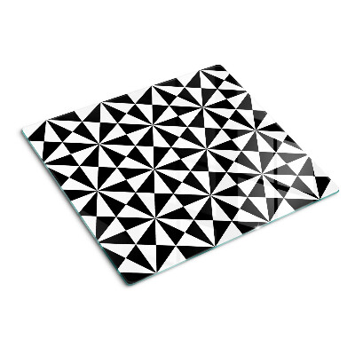 Glass kitchen board Geometric triangles in black and white