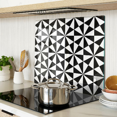 Glass kitchen board Geometric triangles in black and white