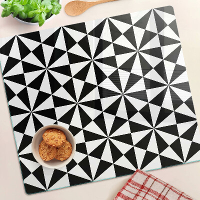 Glass kitchen board Geometric triangles in black and white