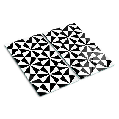 Glass kitchen board Geometric triangles in black and white