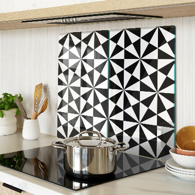 Glass kitchen board Geometric triangles in black and white