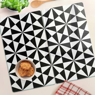Glass kitchen board Geometric triangles in black and white