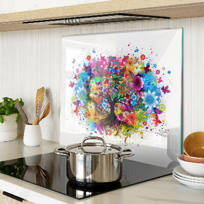 Glass chopping board Colorful tree of life