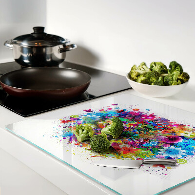 Glass chopping board Colorful tree of life