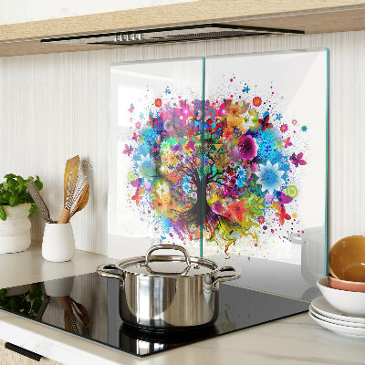 Glass chopping board Colorful tree of life
