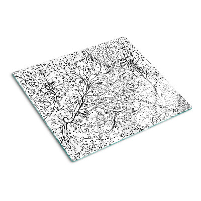 Glass chopping board A plant pattern with delicate branches