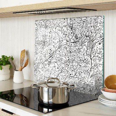 Glass chopping board A plant pattern with delicate branches