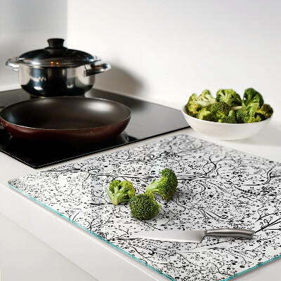 Glass chopping board A plant pattern with delicate branches