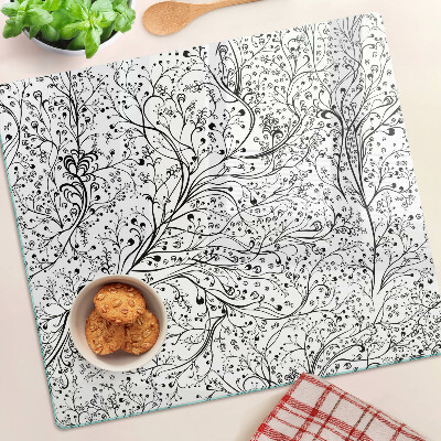 Glass chopping board A plant pattern with delicate branches