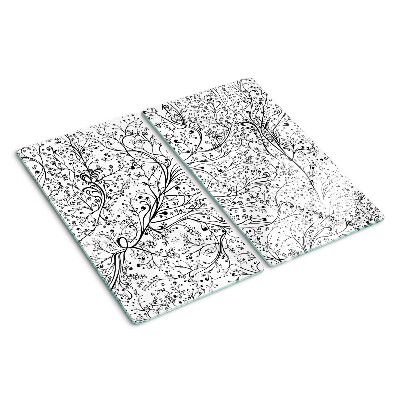 Glass chopping board A plant pattern with delicate branches