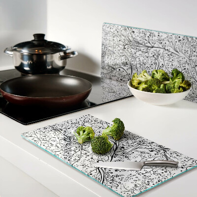 Glass chopping board A plant pattern with delicate branches