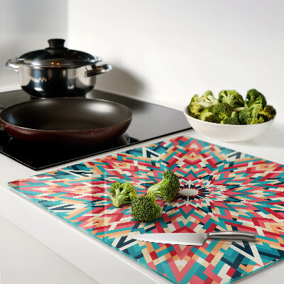 Glass chopping board Multicolored mandala