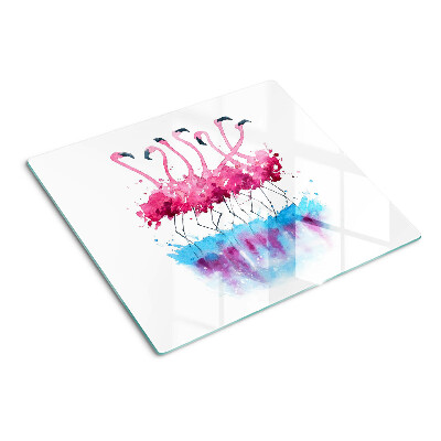 Glass kitchen board Flamingos in watercolor style