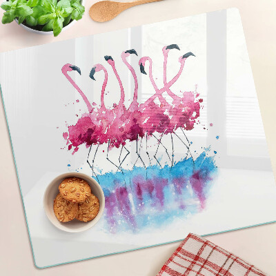 Glass kitchen board Flamingos in watercolor style