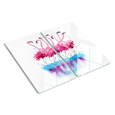 Glass kitchen board Flamingos in watercolor style