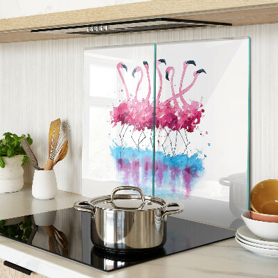 Glass kitchen board Flamingos in watercolor style