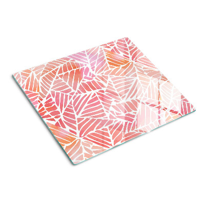Glass kitchen board Leaves in pastel shades