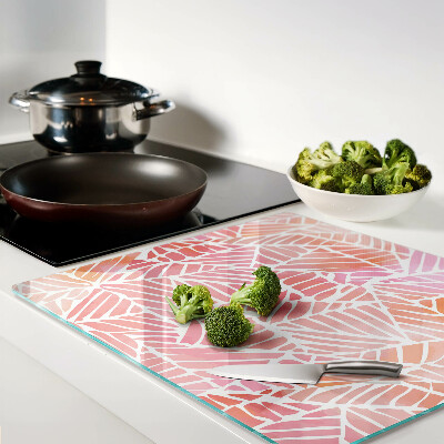 Glass kitchen board Leaves in pastel shades