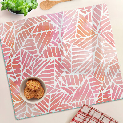 Glass kitchen board Leaves in pastel shades