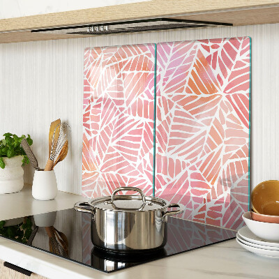 Glass kitchen board Leaves in pastel shades