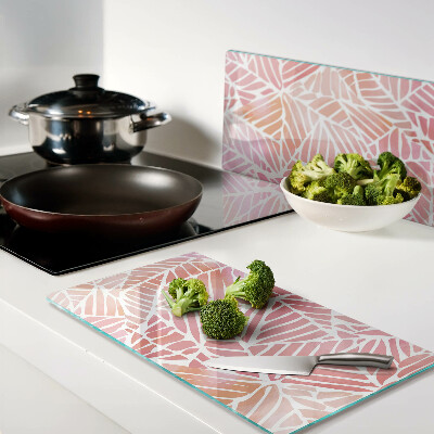Glass kitchen board Leaves in pastel shades