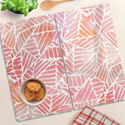 Glass kitchen board Leaves in pastel shades