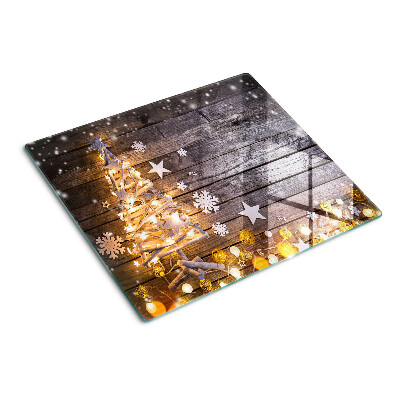 Glass chopping board Christmas tree with decorations