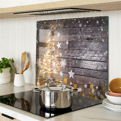 Glass chopping board Christmas tree with decorations