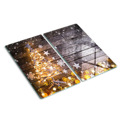 Glass chopping board Christmas tree with decorations