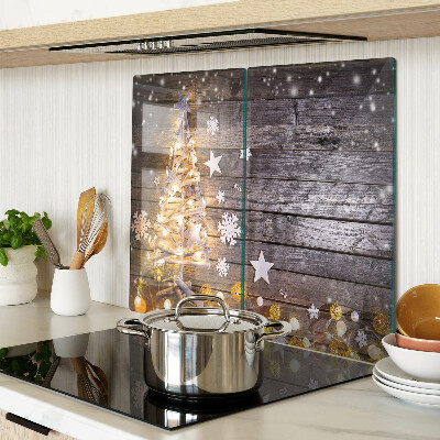 Glass chopping board Christmas tree with decorations