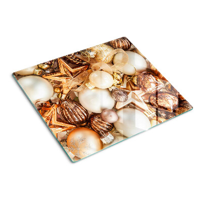 Glass kitchen board Christmas decorations and baubles