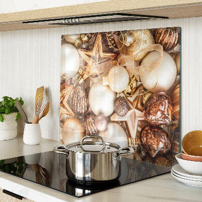 Glass kitchen board Christmas decorations and baubles