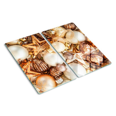 Glass kitchen board Christmas decorations and baubles
