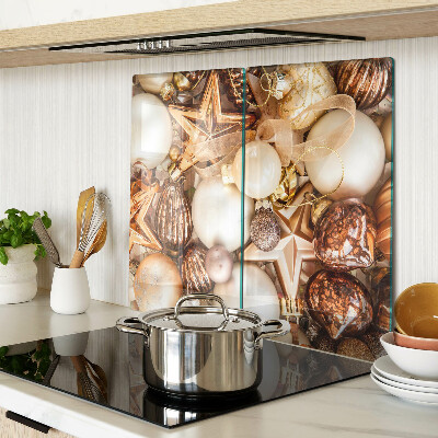 Glass kitchen board Christmas decorations and baubles