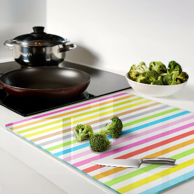 Glass kitchen board Rainbow colored stripes