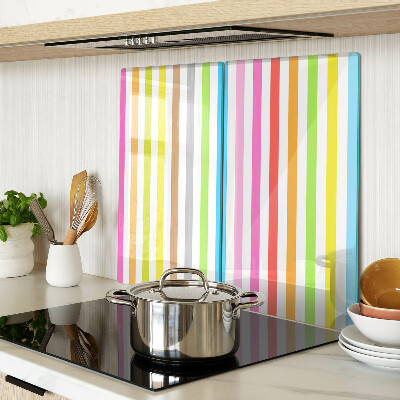 Glass kitchen board Rainbow colored stripes