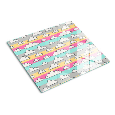 Glass chopping board Clouds on a pastel background