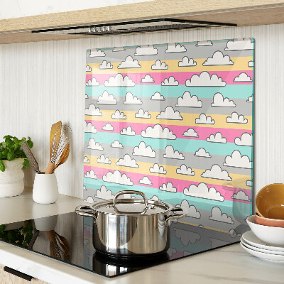 Glass chopping board Clouds on a pastel background