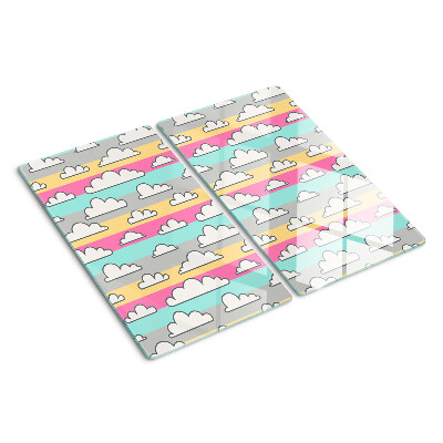 Glass chopping board Clouds on a pastel background