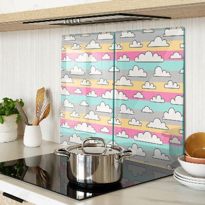 Glass chopping board Clouds on a pastel background