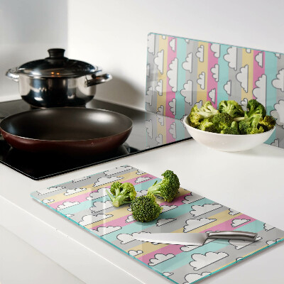 Glass chopping board Clouds on a pastel background
