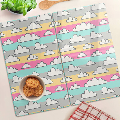 Glass chopping board Clouds on a pastel background
