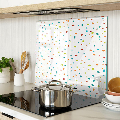 Glass chopping board Colored dots on white background